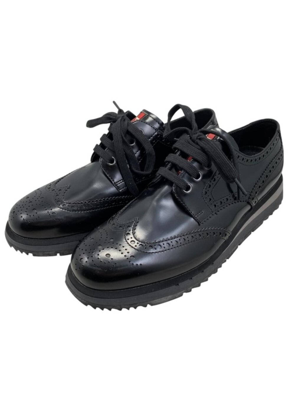 Prada Leather Shoes Loafers Wingtip Black